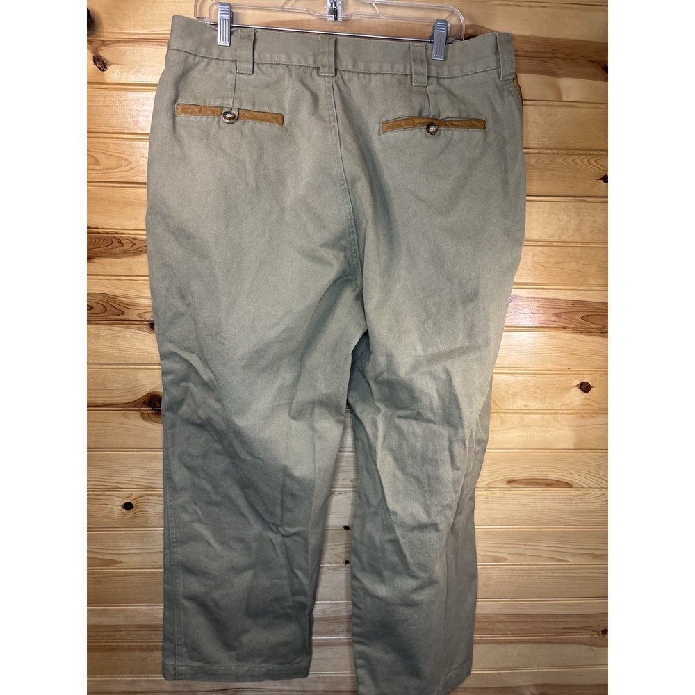 Vintage ORVIS Men's Pants 36x26 Green Canvas Leather Pocket Trim Hiking Hunting - Picture 7 of 7